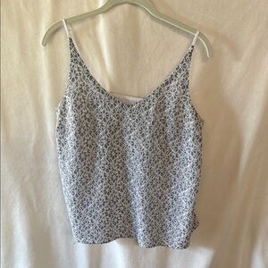 Banana Republic White and Blue Sleeveless Crop Camisole